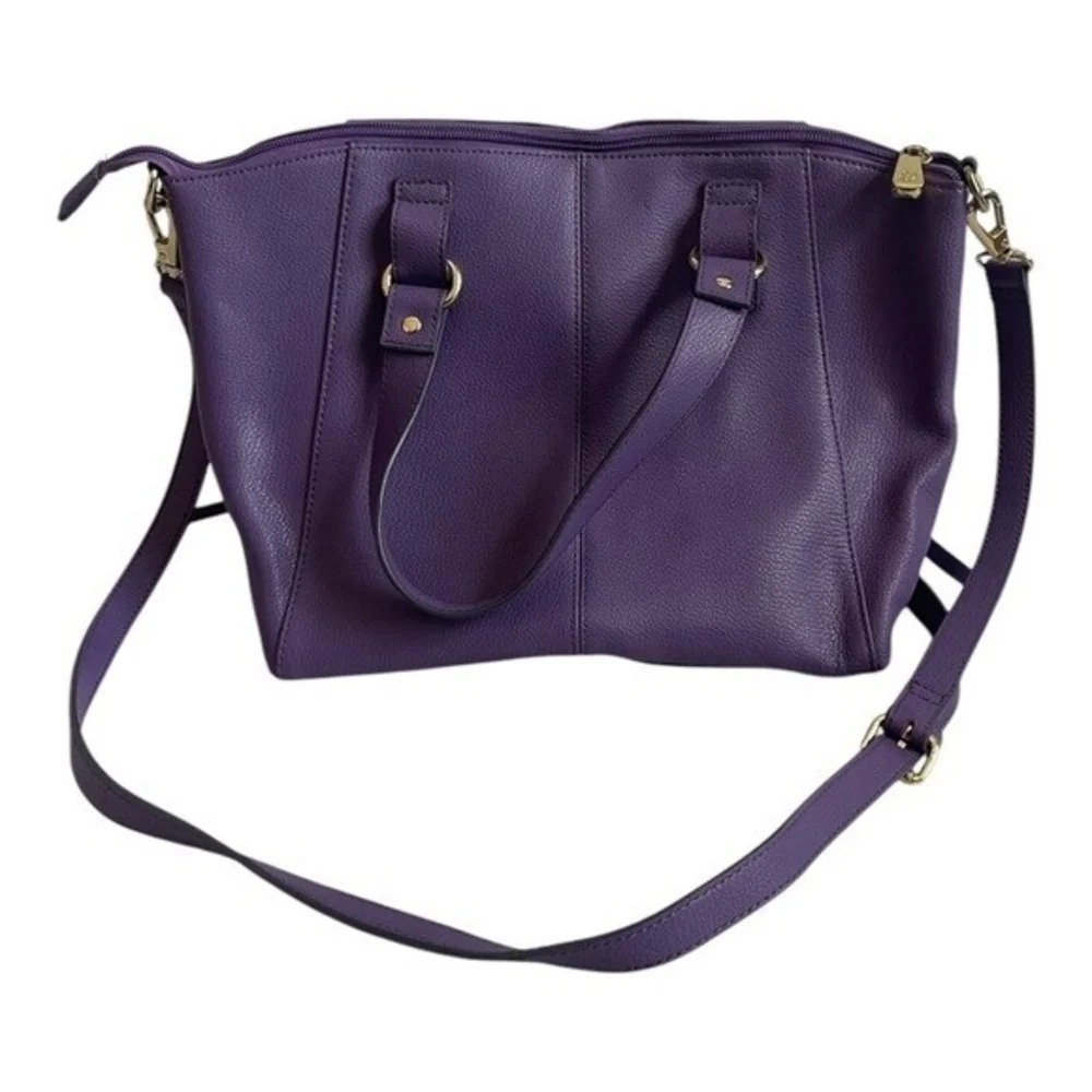 Ora Delphine Adele Purple Leather Satchel Crossbody Tote Shoulder Bag Very Good
